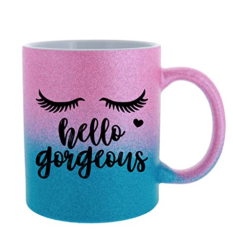 Taza de cerámica con glitter dorado y rosa 11oz miniatura 1