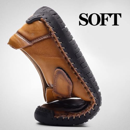 Men's Buckle Leather Casual Loafers Adjust Vintage Driving Business Brogue Men Comfort Sport Walking Moccasin2