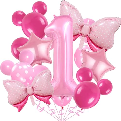 20 unidades balões de aniversário 1 ano, decoração de aniversário 1 ano, decoração de aniversário para menina, adequado para festas de aniversário de meninas, festas temáticas rosa e festa de Baby