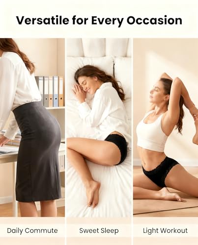 Image of Knowyou Cotton Underwear for Women No Roll Soft Panties No Dig Lace Waist Hipster Breathable Cheeky Lingerie for Women