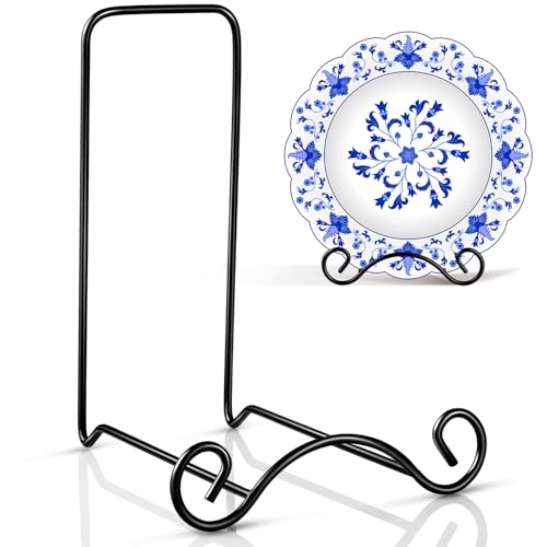 Baderke Wrought Iron Bowl Deep Platter Stand Detachable Metal Scroll Display Rack Easel Metal Bowl Display Stand Decorative Display Holder Dish Picture Display Easel, 6.5