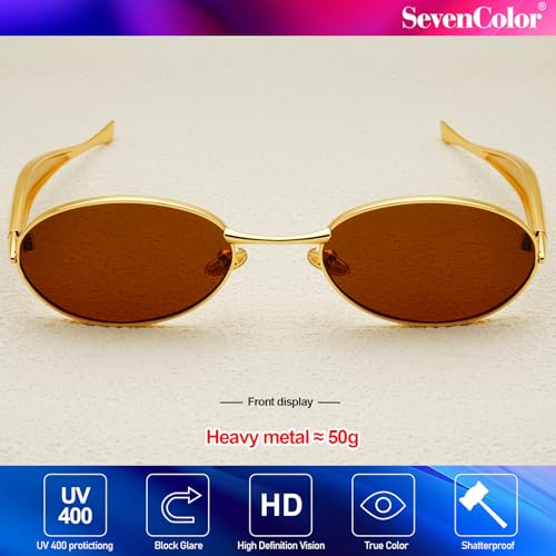 Trendy Oval Sunglasses for Women Men 2025 Gold Small Oval Sardine Sun Glasses Retro Metal Frame Shades4