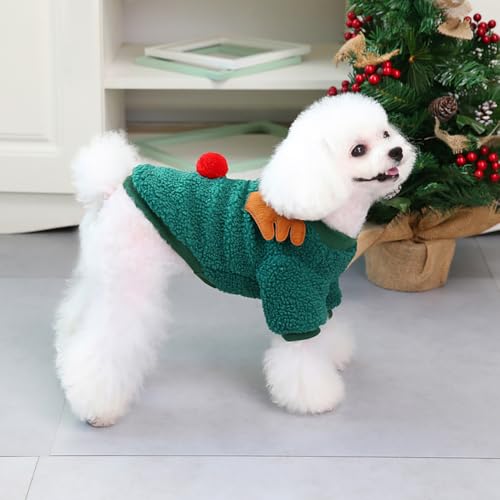 Izefia Hund Pullover Kostüm Weihnachtskleidung Geschenk Fleece Wolle Winter Warme Pyjamas Weihnachtsvater Rentier Baum Pullover für Kleine Hund Mittlere Katze