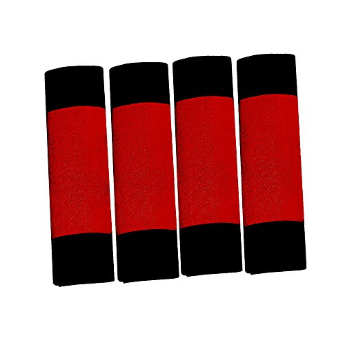 Image of FH Group Universal Fit Modernistic and Seat Belt Pads Combo Set Red Steering Wheel Cover Fits Most Cars, SUVs
