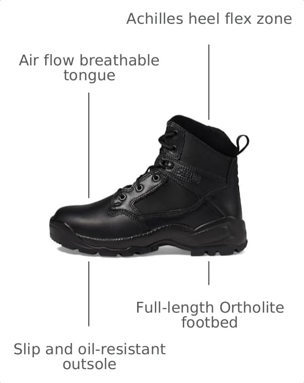 Image of 5.11 Tactical Womens ATAC 2.0 8-Inch Side Zip Professional Work Boot, Black | Style 12404ABR, Side Zipper, All Day Comfort, Slip Resistant, Duty Patrol Work Boots