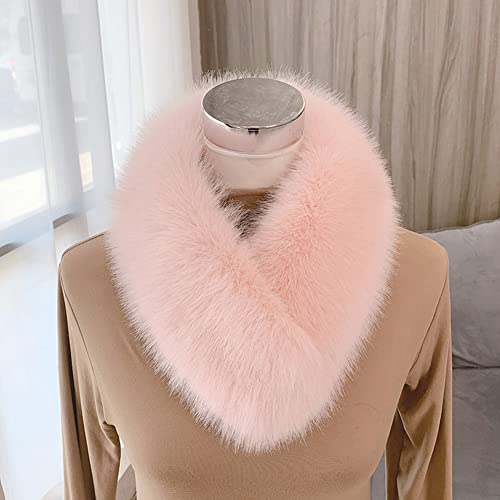 Plush Scarf Warm Faux Fur Scarf Winter Thick Collar for Match Sweater Coat Overcoat Girls for Women Pink4