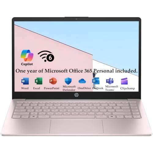 Image of HP Laptop Computer, Intel N150, 14 inch, 16GB RAM, 512GB SSD + 128GB eMMC, Pink