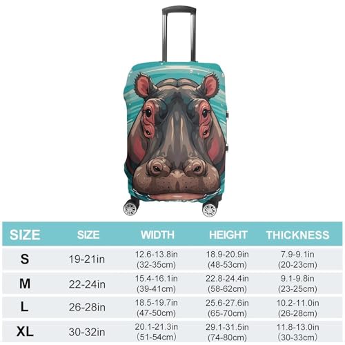 Cute Hippopotamus Luggage Cover, Washable Elastic Suitcase Cover Protector Fit 18-32 Inch Luggage2