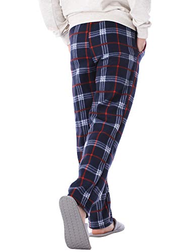 Hat and Beyond Mens Premium Plaid Pajama Pants Knit Fleece Christmas Bottom with Pockets Made in USA2