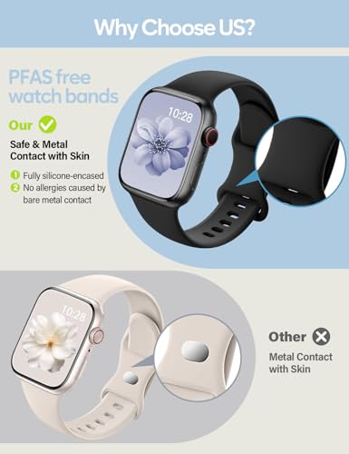 Image of Sport Silicone Band Compatible with Apple Watch Bands 40mm 38mm 41mm 44mm 45mm 42mm 49mm Women Men,Soft Wristband Waterproof Replacement Sport Strap for iWatch Bands Series 9 8 7 6 5 4 3 2 1 SE Ultra