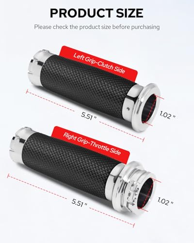 Image of Benlari 1 Inch Motorcycle Hand Grips Handlebar Grips Cable Throttle Compatible for Harley Davidson Sportster Touring Dyna Softail Street Glide 883 1200