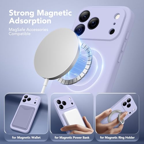 Image of Magnetic for iPhone 17 Pro Max Case, Compatible with MagSafe, [Full Camera Protection][Screen Protector] Silicone Shockproof Protective Phone Case for iPhone 17 Pro Max 6.9 inch, Lilac