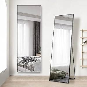 LVSOMT Full Length Floor Mirror, Free Standing Body Mirror, Wall Mounted Hanging Large Dressing Mirror, Leaning Against Big Mirror for Bedroom Living Room Locker Room, 63″x20″