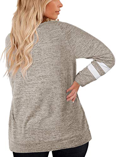 DOLNINE Plus Size Shirts for Women 4X Long Sleeve Winter Tunic Tops Khaki-28W