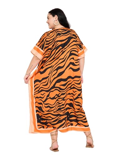 Image of Gypsie Blu Women Plus Size Kaftan Dress Beach Cover Up Maxi Dresses for Women, V-Neck Kimono Sleeve 1X-3X