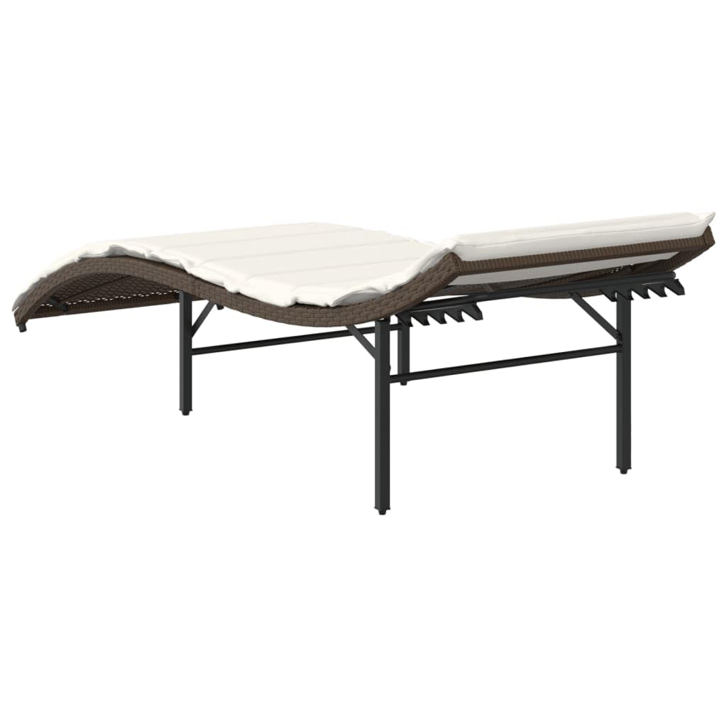 Tomostar Bain de Soleil, Chaise Longue Jardin Extérieur Transat pour Piscine avec Coussin Marron 55x199x50 cm résine tressée
