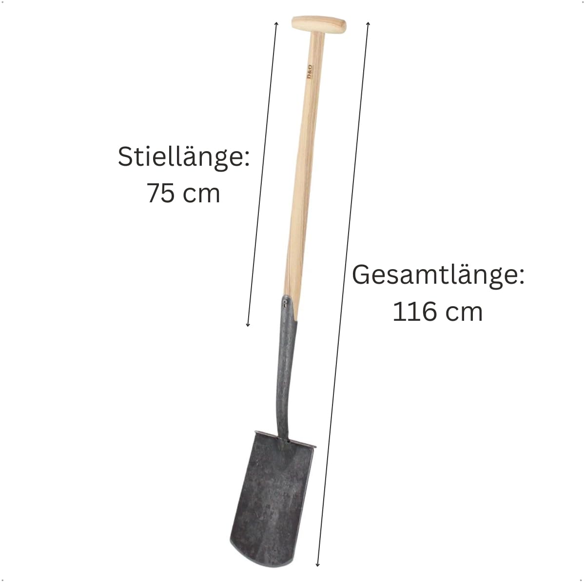 D&O - Gärtnerspaten mit Tritt - Spaten aus Borstahl mit Eschen-T-Stiel