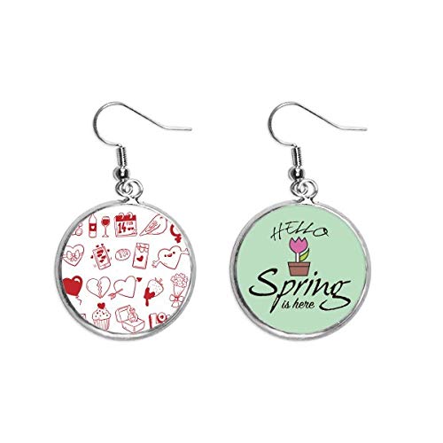 Pendientes de San Valentín con colgante de corazón y pájaro