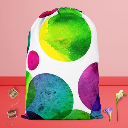 Image of ArtzFolio Circles On White D2 | Reusable Sack Bag | Bag for Gym, Storage, Vegetable & Travel