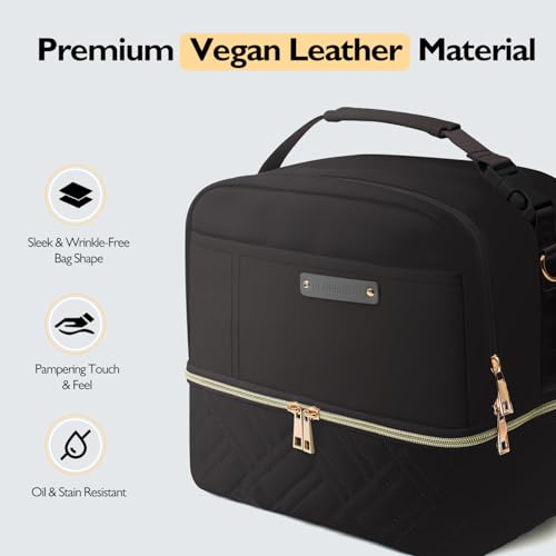 GLORIEROO XL Lunch Bag Women Great Teacher Mothers Day Gifts for Women - Large Insulated Lunch Box Tote Cooler - Stylish Vegan Leather 2 Tier Lunch Box for Women Travel Work 3 4123v4dtoZL