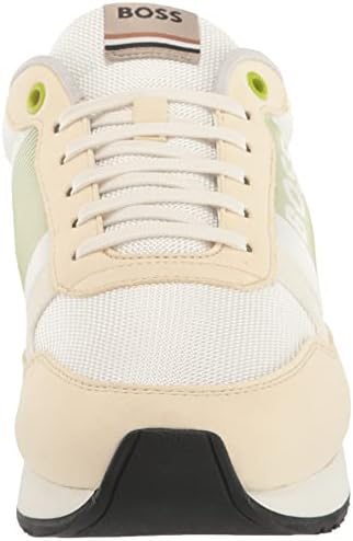 BOSS Men's Digital Logo Low Profile Athletic Style Sneakers, Optic White/Sand Dune, 13 | Image 1