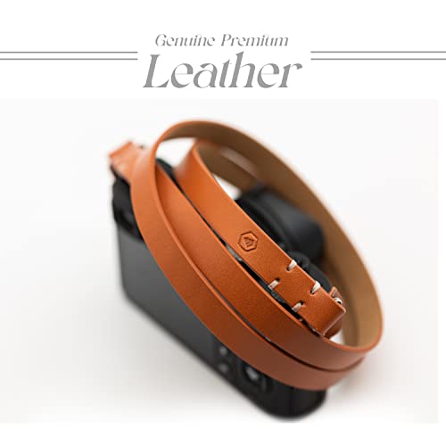 Evergreen | Genuine Leather Minimalist Neck/Shoulder Slim Camera Strap W/Comfort Soft Touch Microfiber Backing | Designed For Modern/Vintage/Rangefinder Cameras (Tan) #TOP3