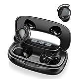 GRDE Auriculares Bluetooth, Auriculares Inalámbricos IPX7 Impermeable, TWS Auriculares 180H Reproducción con CVC8.0 Cancelación de Ruido , Pantalla LED con Control Táctil de Micrófono para iOS Android
