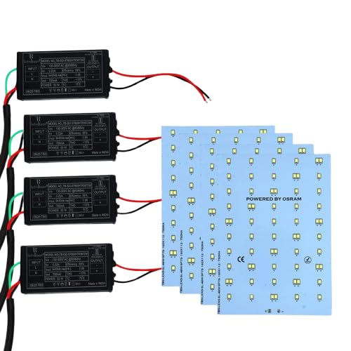 Image of Technobeam 50W LED Plate with Driver for Street Light Repair | Aluminum PCB 1.5mm | 6V 150mA LED Segments | 63V 750mA Driver Included | Durable | Ideal for Street Light Refurbishment, White, Pack of 4