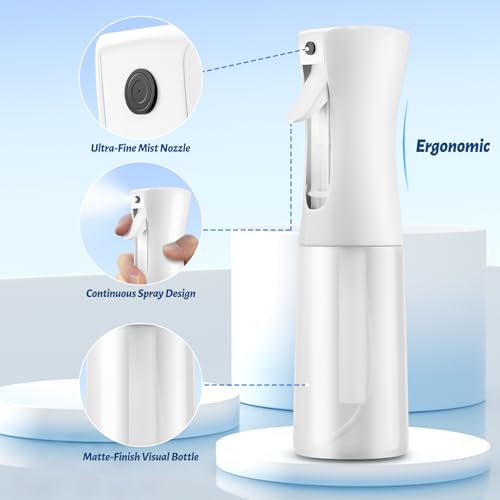 Draome Sprühflasche,Zerstäuber Sprühflasche für Haare,0,3mm Ultrafeine Sprühnebel für Pflanzenpflege, Tierpflege, Hautpflege und Reinigung,Auslaufsichere(200ml Mattschwarz,Mattweiß)