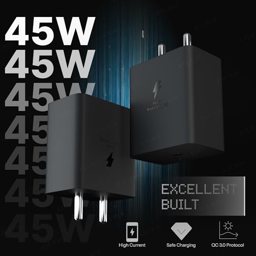 Image of AILKIN 45W Super Fast Charger, 45 Watt USB C Power Adapter Compatible with Samsung Galaxy S25 Ultra, S25+, S24 Ultra, S24+, S23 Ultra, S23+, S22, S21, A56, A36, Z Fold Flip Series & More (Black)