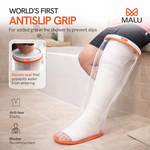 Image of 100% Waterproof Leg Cast Cover for Shower & Bath | Resuable Adult Cast Protector with Anti-Slip Bottom | Cast Covers for Shower Leg | Waterproof Shield for Showering After Surgery