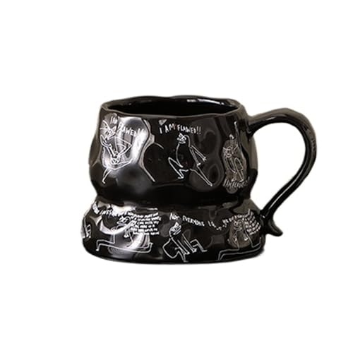 Taza De Cerámica Café Tarde Té Agua Oficina Hogar Pareja Regalo Esmalte (Negro,300 ml)