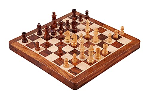 Wooden Folding Magnetic Travel Chess Set - 12 - Golden Rosewood and Maple Wooden Folding Magnetic Travel Chess Set - 12" - Golden Rosewood and Maple