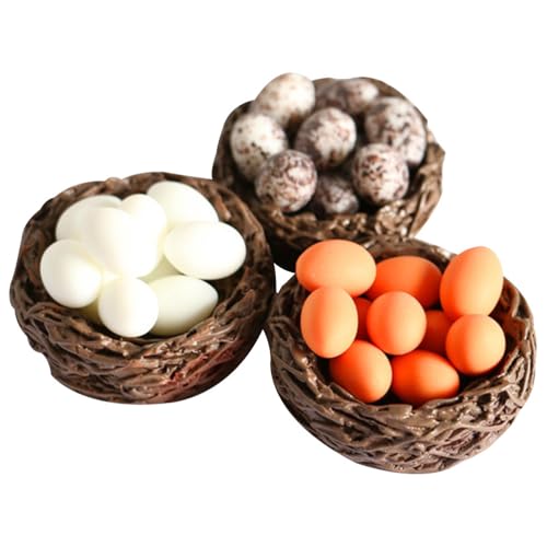 PRETYZOOM 3 Pack Miniature Bird Nest Eggs - Easter...