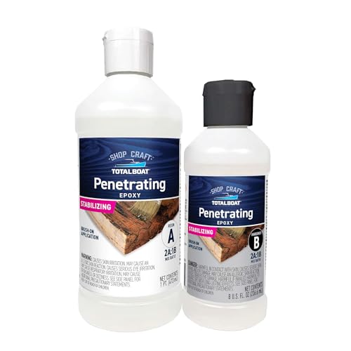 TotalBoat Clear Penetrating Epoxy Wood Sealer Stabilizer for Rot Repair and Restoration (1.5 Pint Traditional)