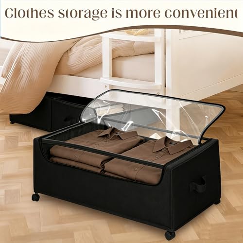 Under Bed Storage with Wheels, 2 Pack Under Bed Storage Containers, 10.6 inches Tall Underbed storage bins on Wheels, Rolling Under the Bed Metal Drawers for Clothes, Blankets, Shoes (XXXL, 90L) by xingyinghome - Used condition - Image 7