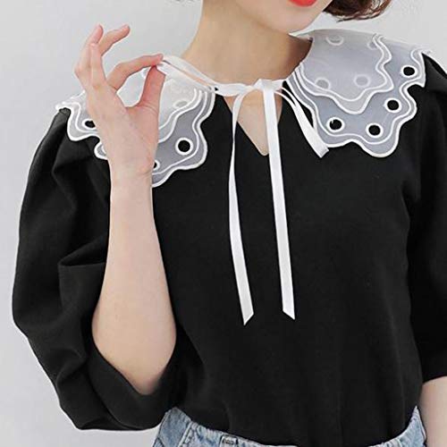 Ixkbiced Camicia con Colletto Falso in Pizzo