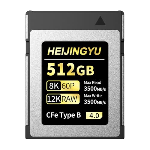 HEIJINGYU 512GB Cfexpress 4.0 Type B �������[�J�[�h �ǂݎ�葬�x3500MB/�b & �������ݑ��x3500MB/�b 8k RAW�r�f�I�^��&�ʐ^ C500 Mark III�A1DX Mark III�AZ6�AZ7II�AZ