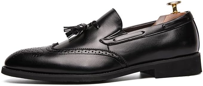 Santimon Mens Wingtip Loafers - Elegant Slip-On Design