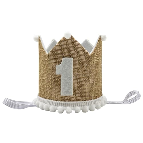 Image of BabyMoon 1 year Birthday Crown Baby Cap | Cake Smash | Baby Photography Cap | Brown