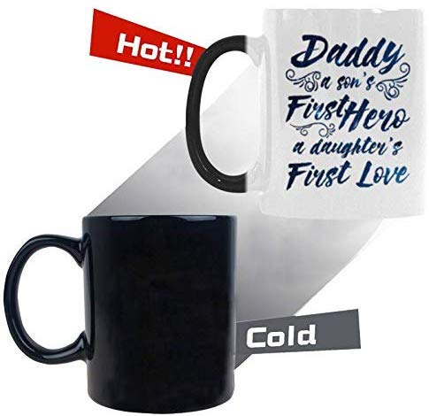 R&H Dad A Son's First Hero A Daughter's First Love Coffee Mug - Funny Quote Mug Morphing Changing Color Heat Reveal Coffee Tea Cup (11oz)