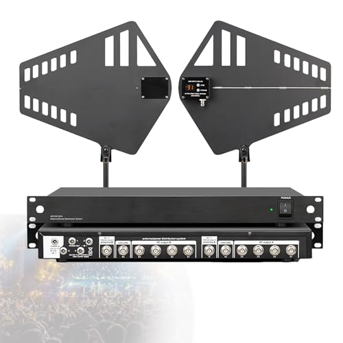 Amplificatore di segnale per microfono wireless, antenna UHF a 8/16 canali, distribuzione dell'energia con alette per antenna direzionale attiva, per canto, karaoke, feste