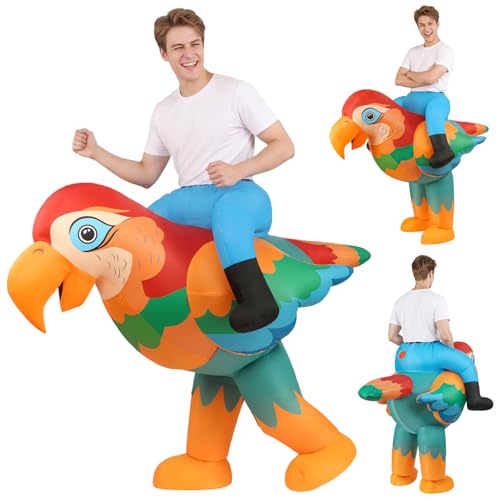 AOOWU Disfraz de Loro Hinchable para Adulto, Disfraz Hinchable de Loro Vistoso, Disfraces Inflable Divertido Pájaro, Traje Divertida Aves para Adultos 155-190cm, Ropa para Halloween Carnaval Cosplay