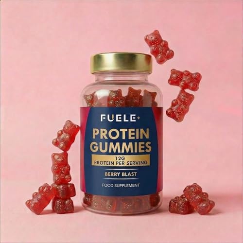 FUELE+ Protein Gummies – 12g High Protein Snack, Mixed Berry Flavor, No Added Sugar, Whey Protein Gummies, Supports Muscle Recovery, Post Workout Supplement