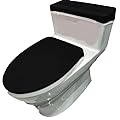 Madeals Velvet Toilet Lid Cover and Toilet Tank Lid Cover Fabric Cover for A Lid Toilet Tank Black