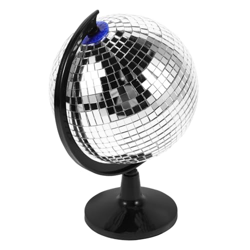 UPKOCH Office Desk Decoration Silver Disco Mirror Ball Globe Rotating Earth Globe for Men's Accessories