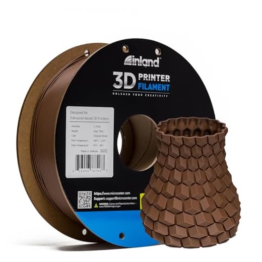 Inland PLA Filament 1.75mm Brown 1KG, 3D Printer Filament Dimensional Accuracy +/- 0.02mm, 1kg Spool (2.2lbs) Fits Most FDM 3D Printers (Chestnut Brown, 1 Pack)