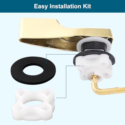 Image of Universal Side Mount Metal Toilet Handle Replacement Kit Compatible with American Standard /Mansfield /Gerber /TOTO /Kohler Toilet, Toilet Tank Flusher Lever with Flapper Chain, Shiny Gold | Compatible with American Standard /Mansfield /Gerber /TOTO /Kohler Toilet, Toilet Tank Flusher Lever with Flapper Chain