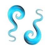 BodyJ4You 2PC Glass Ear Tapers Hanger Plugs 2G Aqua Blue Spiral Gauges Piercing Jewelry Set