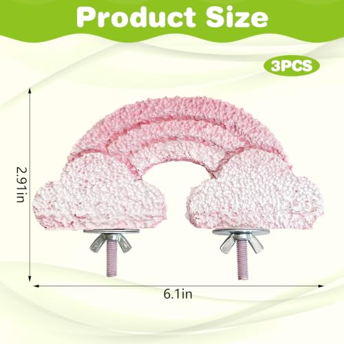 Image of PINVNBY 3PCS Bird Beak Grinding Stone Resin Bird Perch Stand Grinding Claw Clouds Birds Cage Perch Parrot Climbing Chewing Toys Parakeet Cage Accessories for Budgies Cockatiels Conures(Pink)